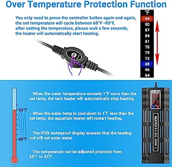 Silicon carbide glass aquarium heater - 1000W