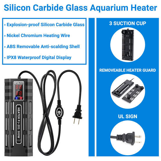 Silicon carbide glass aquarium heater - 1000W